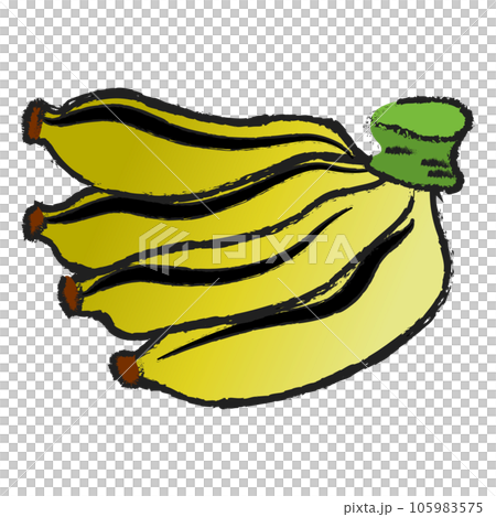 Hand of bananas isolated on transparent background , fruit line art isolated 105983575
