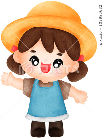 Cute cartoon illustration of a farmer character Cute cartoon illustration of a farmer character 105983682