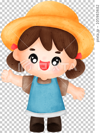 Cute cartoon illustration of a farmer character Cute cartoon illustration of a farmer character 105983682