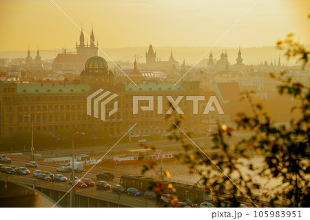 landscape panorama with church of our lady before tyn 105983951