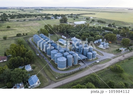 Grain storage steel silos, Patagonia, Argentina Grain storage steel silos, Patagonia, Argentina 105984112