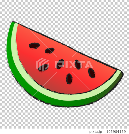 Watermelon half slice isolated on transparent background , fruit line art isolated	 105984159