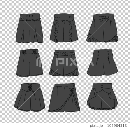 黒のショートパンツのイラストセット 黒のショートパンツのイラストセット 105984318
