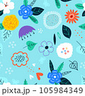 Beautiful vector floral summer seamless pattern with hand drawn field wild flowers.Colorful flower seamless pattern illustration. Design for fashion , fabric, textile, wallpaper, cover, web , wrapping 105984349