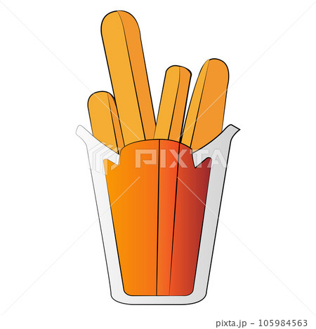 French fries mini size isolated cartoon design on transparent background, fast food clipart element French fries mini size isolated cartoon design on transparent background, fast food clipart element 105984563