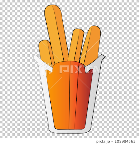 French fries mini size isolated cartoon design on transparent background, fast food clipart element French fries mini size isolated cartoon design on transparent background, fast food clipart element 105984563