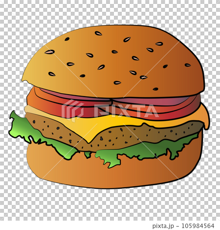 Hamburger isolated cartoon design on transparent background, fast food clipping path element 105984564