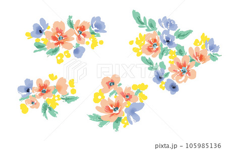 カラフルな花のイラストセット 105985136