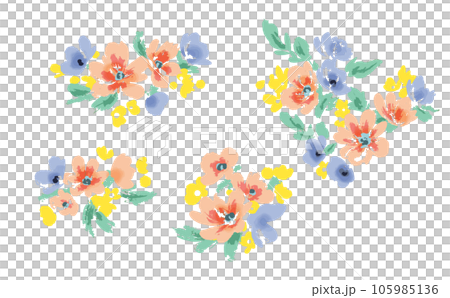 カラフルな花のイラストセット 105985136