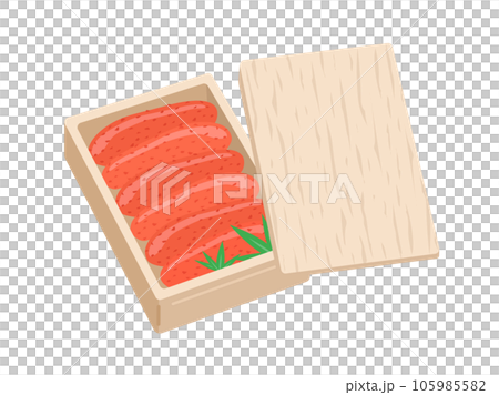 木盒中辣明太子的插圖 105985582