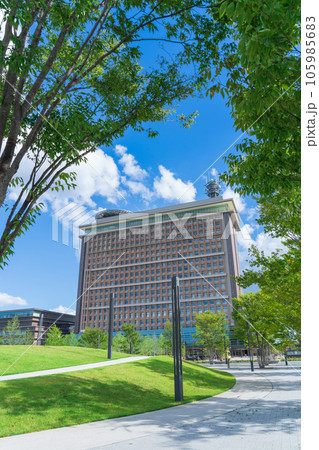 岐阜県庁外観、ぎふ結のもりからの眺め〈岐阜県岐阜市〉 105985683
