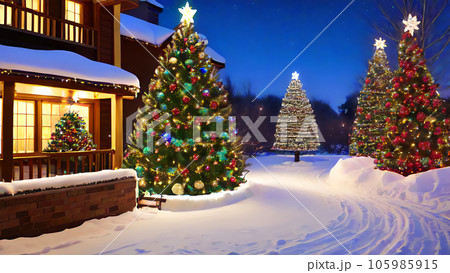 クリスマス, 木, 休日, デコレーション, クリスマスツリー, 冬, 贈り物, お祝い, 雪, 星 クリスマス, 木, 休日, デコレーション, クリスマスツリー, 冬, 贈り物, お祝い, 雪, 星 105985915