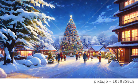 Christmas material: Under the snowy tree, Santa - Stock Illustration  [108024003] - PIXTA