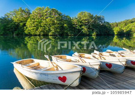 《福島県》夏の毘沙門沼・早朝の裏磐梯 105985947