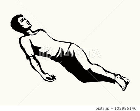 The exhausted man fell down. Vector drawing 105986146