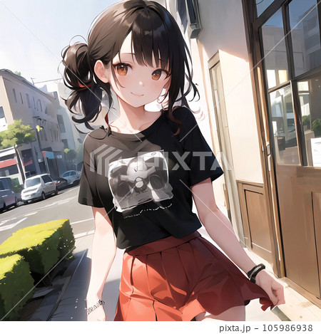 Tシャツを着た可愛い女の子 girl [AI生成]のイラスト素材 [105986938