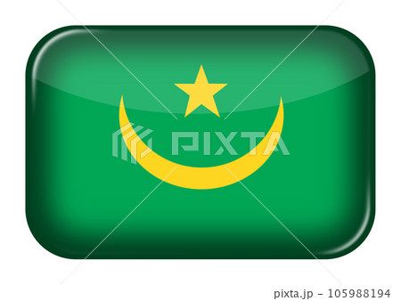 Mauritania web icon rectangle button with clipping path 3d illustration 105988194