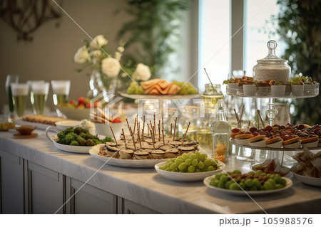 Buffet table. Generative AI technology. 105988576