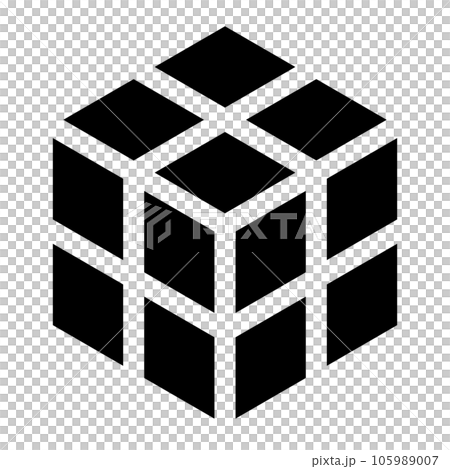 Filled style icon representing a cube Filled style icon representing a cube 105989007