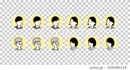 Various facial expression face icon set, vector material Various facial expression face icon set, vector material 105990329