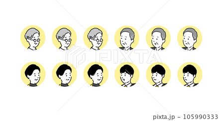 いろいろな表情の顔アイコンセット、ベクター素材 いろいろな表情の顔アイコンセット、ベクター素材 105990333