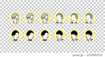 いろいろな表情の顔アイコンセット、ベクター素材 いろいろな表情の顔アイコンセット、ベクター素材 105990333