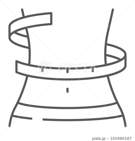 Weight loss thin line icon, fitness and body, waistline sign, vector graphics, a linear pattern on a white background. 105990387