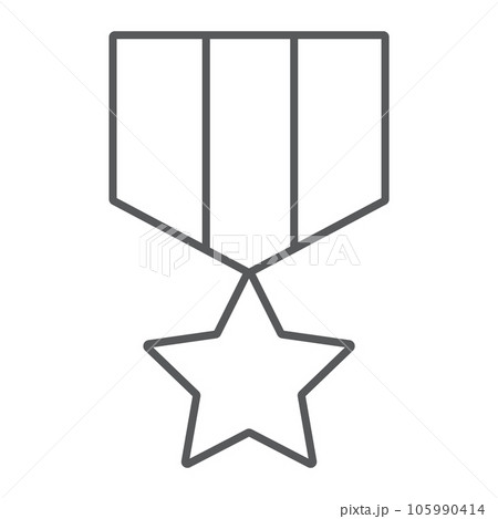 Military star thin line icon, label and army, insignia sign, vector graphics, a linear pattern on a white background. 105990414