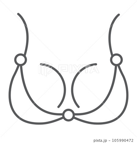 Bra thin line icon, underwear and woman, lingerie sign, vector graphics, a linear pattern on a white background. Bra thin line icon, underwear and woman, lingerie sign, vector graphics, a linear pattern on a white background. 105990472