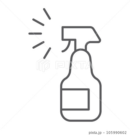 Sprayer thin line icon, aerosol and clean, bottle sign, vector graphics, a linear pattern on a white background. Sprayer thin line icon, aerosol and clean, bottle sign, vector graphics, a linear pattern on a white background. 105990602