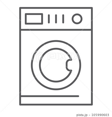 Car washing thin line icon, laundry and clean, washing machine sign, vector graphics, a linear pattern Car washing thin line icon, laundry and clean, washing machine sign, vector graphics, a linear pattern 105990603