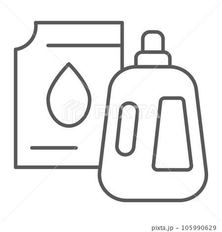 Detergent thin line icon, laundry and wash, jerrycan sign, vector graphics, a linear pattern on a white background. 105990629