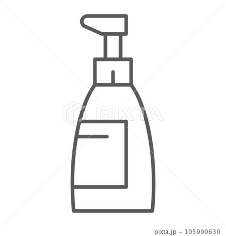 Soap thin line icon, cosmetic and wash, bottle sign, vector graphics, a linear pattern on a white background. 105990630