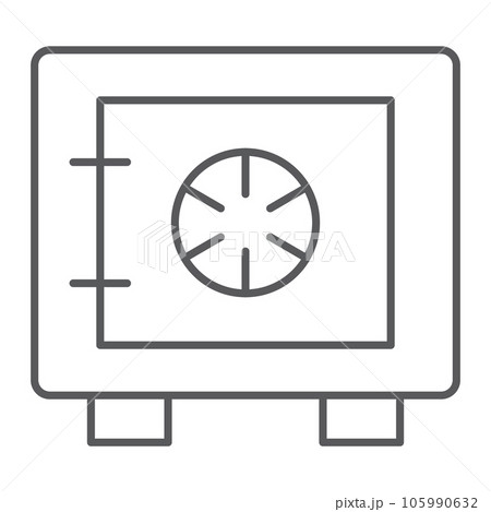 Safe box thin line icon, security and money, bank safe sign, vector graphics, a linear pattern on a white background. Safe box thin line icon, security and money, bank safe sign, vector graphics, a linear pattern on a white background. 105990632