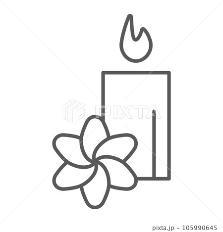 Spa thin line icon, hotel and relax, lotus and candle sign, vector graphics, a linear pattern on a white background. 105990645