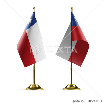 Small national flags of the Chile on a white background 105991012
