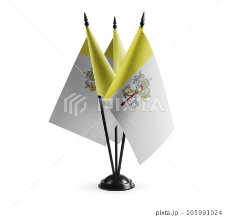 Small national flags of the Vatican on a white background 105991024