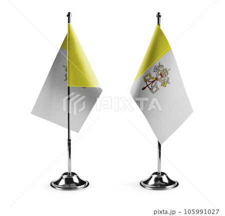 Small national flags of the Vatican on a white background 105991027