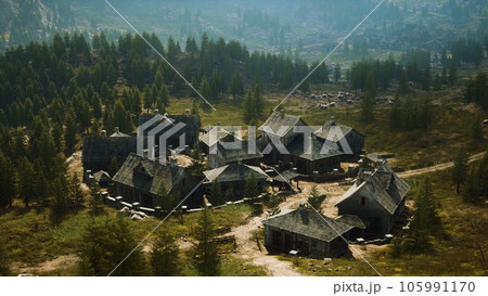 Old houses high in the mountains 105991170