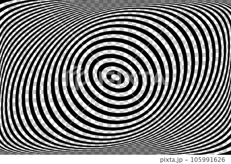 Twisting Whirl Motion and 3D Illusion in Abstract Op Art Striped Lines Pattern. Vector Illustration. Twisting Whirl Motion and 3D Illusion in Abstract Op Art Striped Lines Pattern. Vector Illustration. 105991626