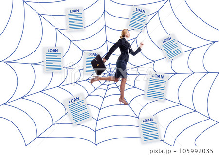 Businesswoman caught in the debt and loan Businesswoman caught in the debt and loan 105992035