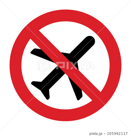 No fly sign. No plane. Travel flights prohibited sign. 105992117