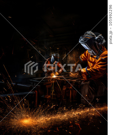 Welding work in a factory 105992296