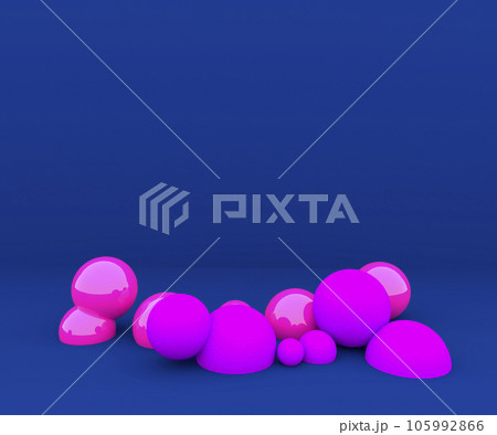 Falling purple, violet balls in the dark blue background. 3d render illustration for advertising. Falling purple, violet balls in the dark blue background. 3d render illustration for advertising. 105992866