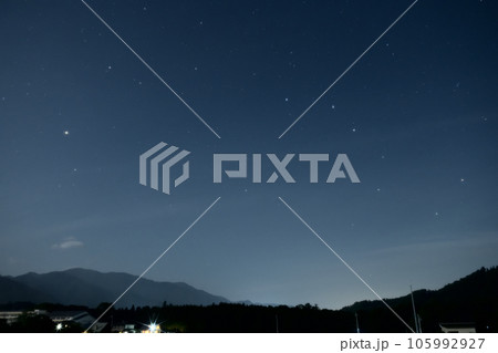 北杜市白州町、北西の空に北斗七星とアークトゥルス 北杜市白州町、北西の空に北斗七星とアークトゥルス 105992927
