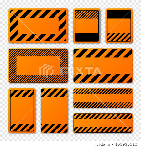 Various blank orange warning signs with...のイラスト素材 [105993513] - PIXTA