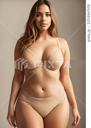a beautiful girl in beige underwear poses for an advertisement a beautiful girl in beige underwear poses for an advertisement 105994508