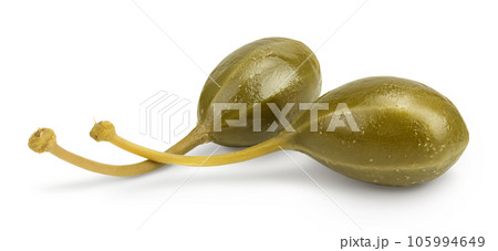 Capers isolated on white background. Pickled or canned capers. 105994649