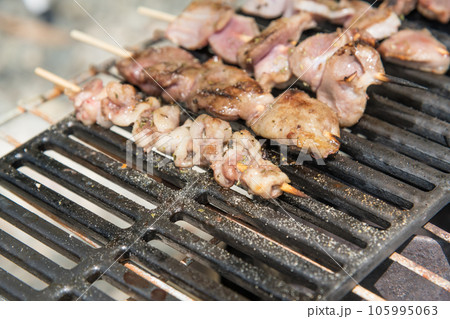 【オートキャンプ場でソロキャンプ 熾火で焼き鳥タン、ハツを焼く】 【オートキャンプ場でソロキャンプ 熾火で焼き鳥タン、ハツを焼く】 105995063