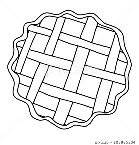 Lattice pie crust with fruit or berry filling, doodle style flat vector outline for coloring book Lattice pie crust with fruit or berry filling, doodle style flat vector outline for coloring book 105995504